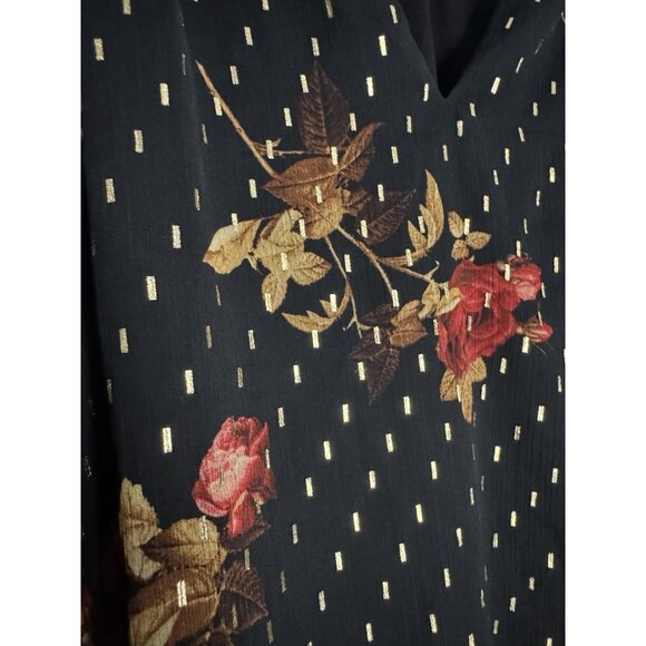 Simply Vera Wang Women Size XXL Fairy Grunge Black Floral Red Rose Top Boho Vamp - Picture 5 of 9